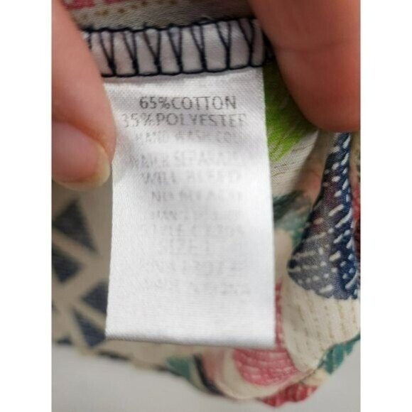 Umgee Womens Blouse Top Large Blue Abstract Chiffon Flare Sleeve Sheer BOHO - Picture 4 of 6